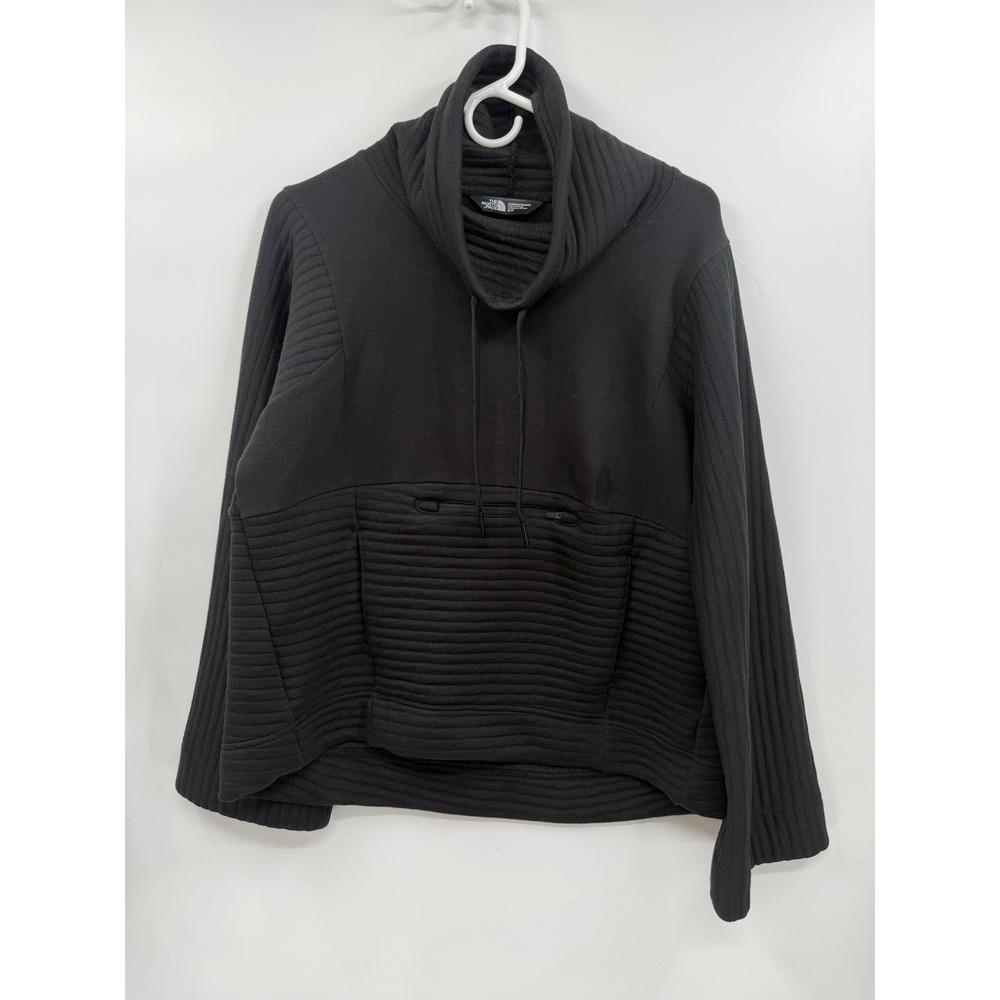 The North Face Small Pullover W Black Ribbed Cowl Neck Kangaroo Pocket‎ Hoodie